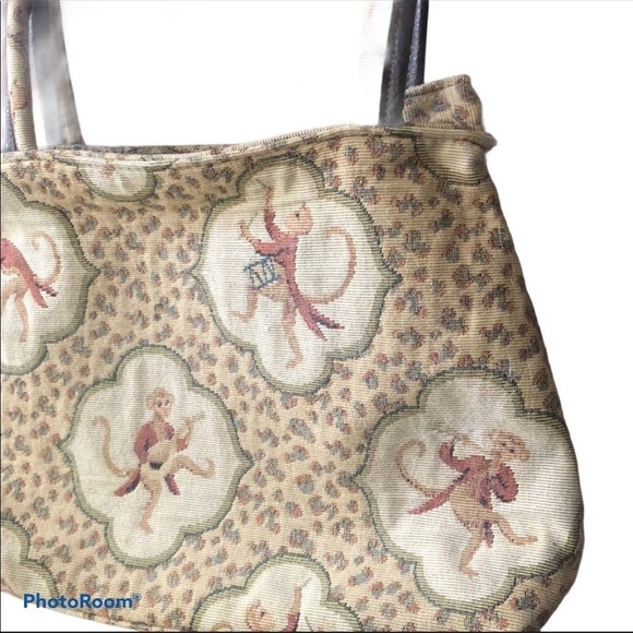 Tan Bag with Monkey's and Leopard Print - Picture 3 of 4